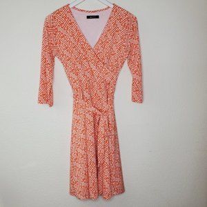 41 Hawthorn Orange Faux Wrap Belted Susana Dress